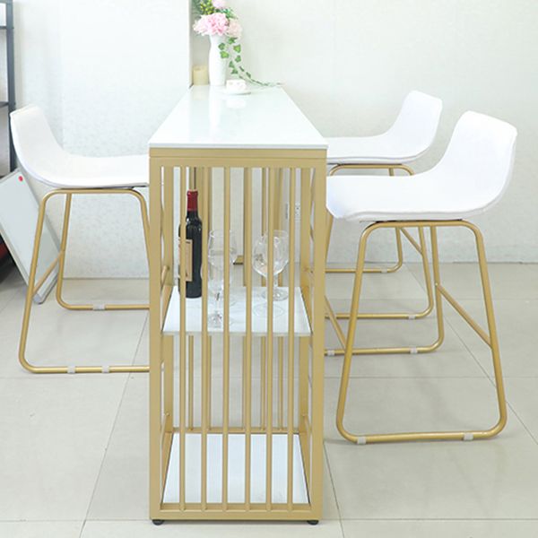 Glam 1/2/3 Pièces Tableau de barre Ensemble de comptoir en pierre rectangle avec tabourets hauts