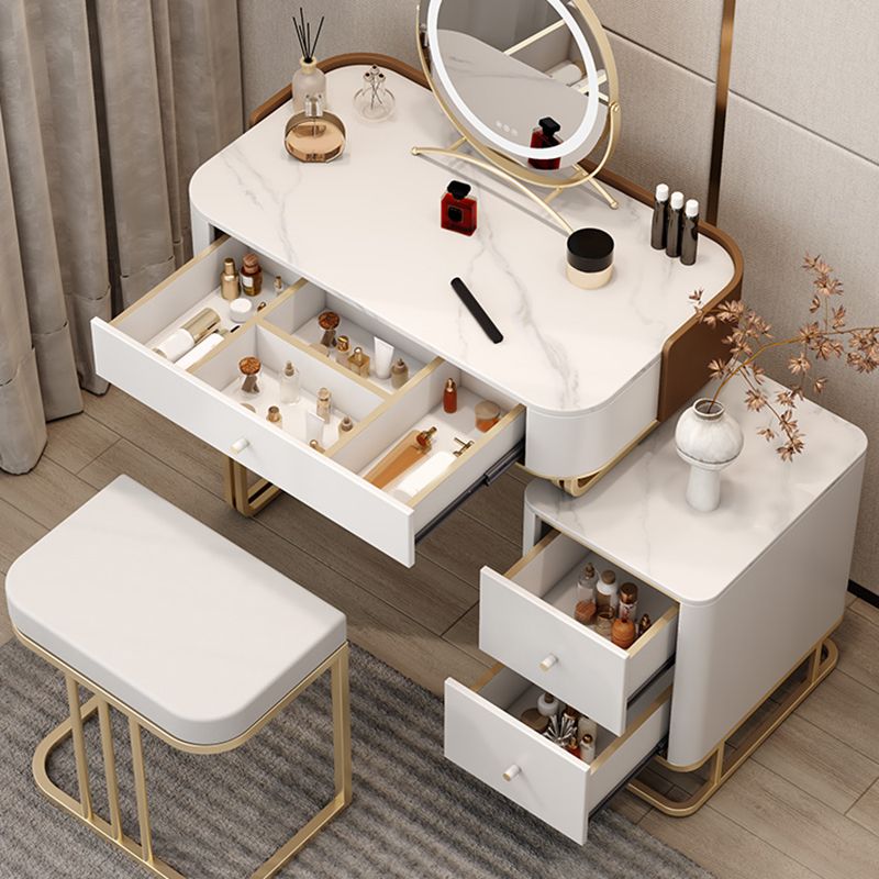 Stone Top Make-up Eitelkeit luxuriöser Metall-Schminktisch in Grau/Weiß