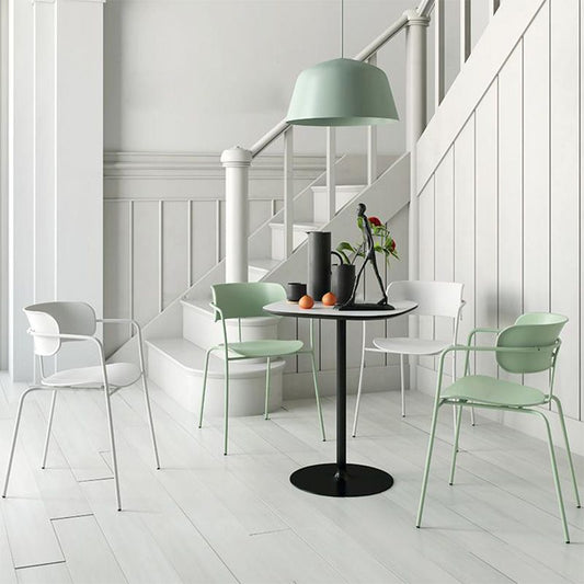 Contemporary Metal Dining Room Chair Arm Open Back Dining Side Chair for Dining Room