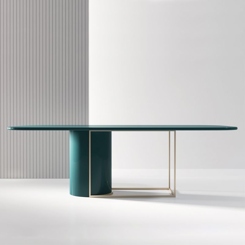 Modern Pine Wood Table in Green for Restaurant Rectangle Dining Table with Trestle Base Clearhalo 'Dining Tables & Seating' 'Dining Tables' 'dining_table' 'furn' 'furn_dining_table' 'Furniture' 'furniture_dining_table' 'Kitchen & Dining Furniture' 'kitchen' 'kitchen_dining_table' 1200x1200_3d4baa2a-20c1-40fc-ac31-2dfae9210252