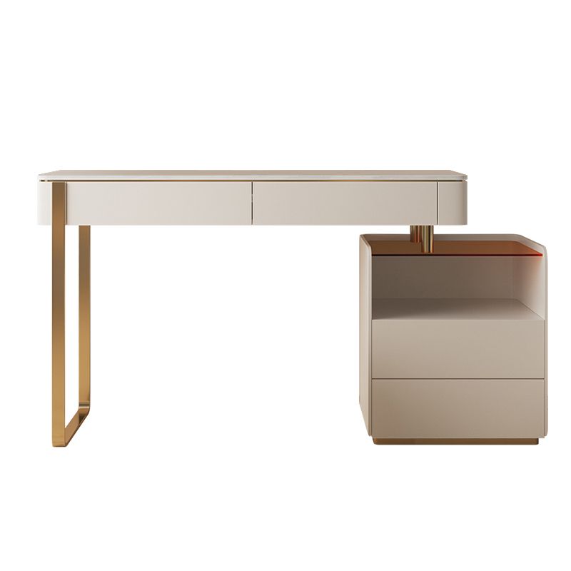 Technischer Holz Make -up -Schminktischhocker mit Glasakzent