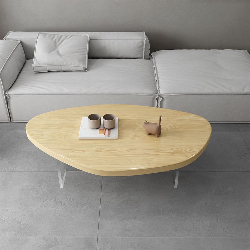Scandinavian Solid Wood Coffee Table 14.96" H Acrylic Legs Cocktail Table Clearhalo 'Coffee & Accent Tables' 'Coffee Tables' 'coffee_tables' 'furn' 'furn_coffee_tables' 'Furniture' 'Living Room Furniture' 1200x1200_3d4cd881-67c2-4fd1-9676-68907c4ce172