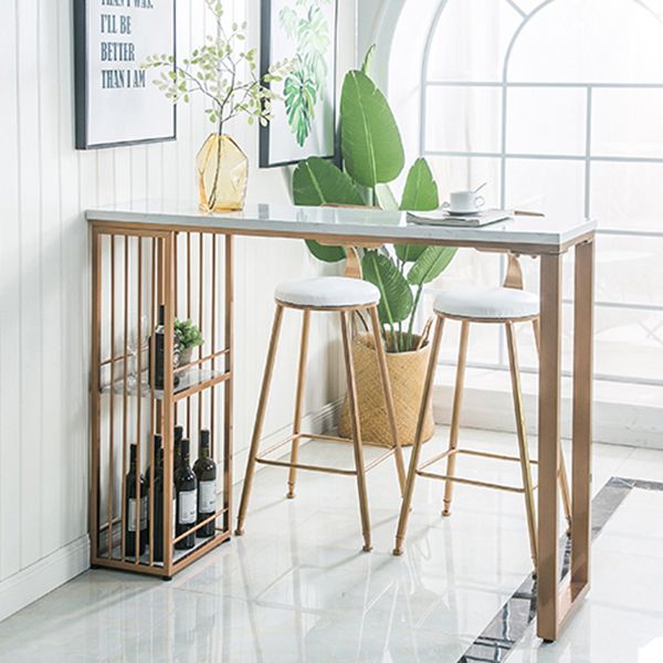 Tavolo da pub in altezza della barra del rettangolo industriale con tavolo da bar di bistrot in marmo di stoccaggio