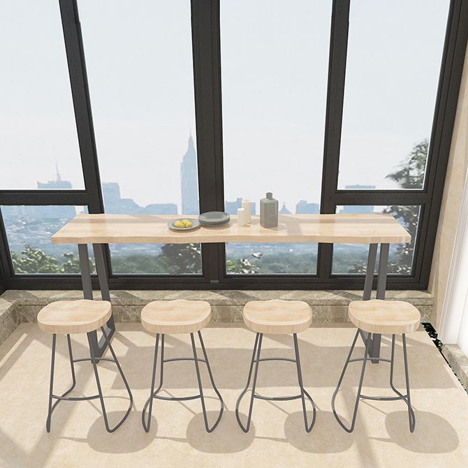 Juego de mesa rectangular de madera maciza para Bar, mesa de mostrador moderna de 1/5 piezas con taburetes sin respaldo