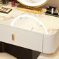 Mirror & 3 Drawers Wood Makeup Vanity Stone Top Dressing Table
