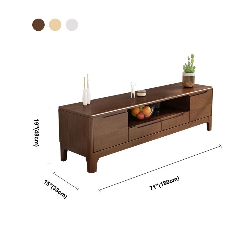 Moderner Gummi -Holz -TV -Standkonsole Open Storage TV Stand mit 2 Türen, 15 "D x 19" h