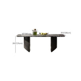 Simplicity Style Rectangle Marble Fixed Dinner Table with Double Pedestal