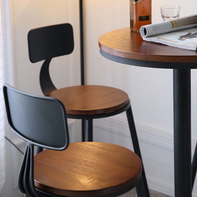 Tavolo da bar in legno solido rotondo industriale set 1/2/5 pezzi con sgabelli alti