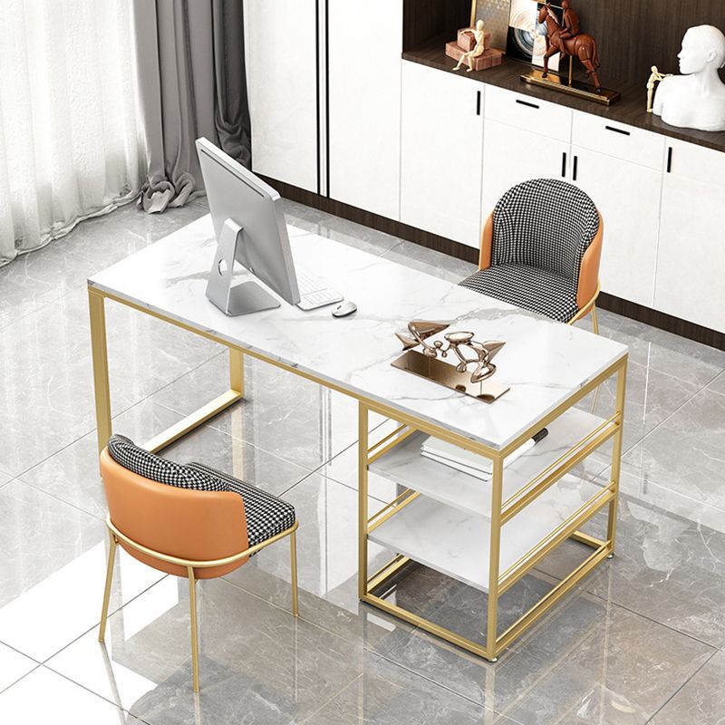 Rechthoekig schrijfbureau witte kantoor bureau glamour met opslagplanken