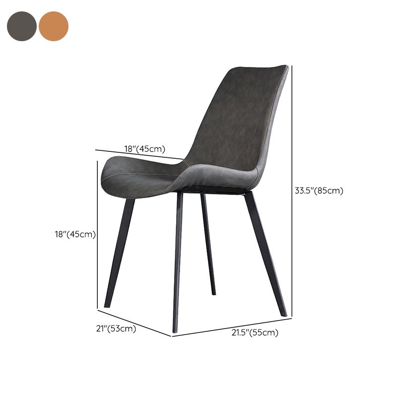 Industrial Dining Chair with Metal Frame Matte Finish Solid Back Side Chair