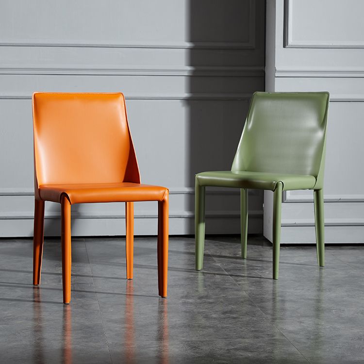 Solid Back Armless Dining Chairs Indoor Leather Side Chairs with Metal Legs Clearhalo ' kitchen&dining_furn' 'Dining Chairs' 'Dining Tables & Seating' 'dining_chair' 'furn' 'furn_dining_chair' 'Furniture' 'furniture_dining_chair' 'Kitchen & Dining Furniture' 'kitchen' 1200x1200_3d63100f-20c5-41a1-a598-c5879588f04c