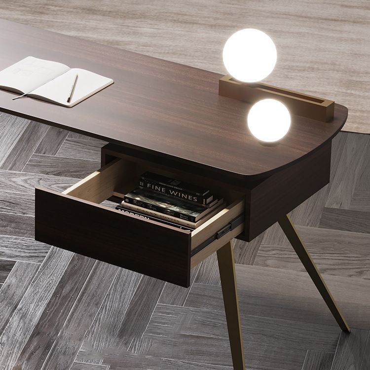 Desca per ufficio glam in legno 1 cassetto 23.62 "W di scrittura con base di ferro