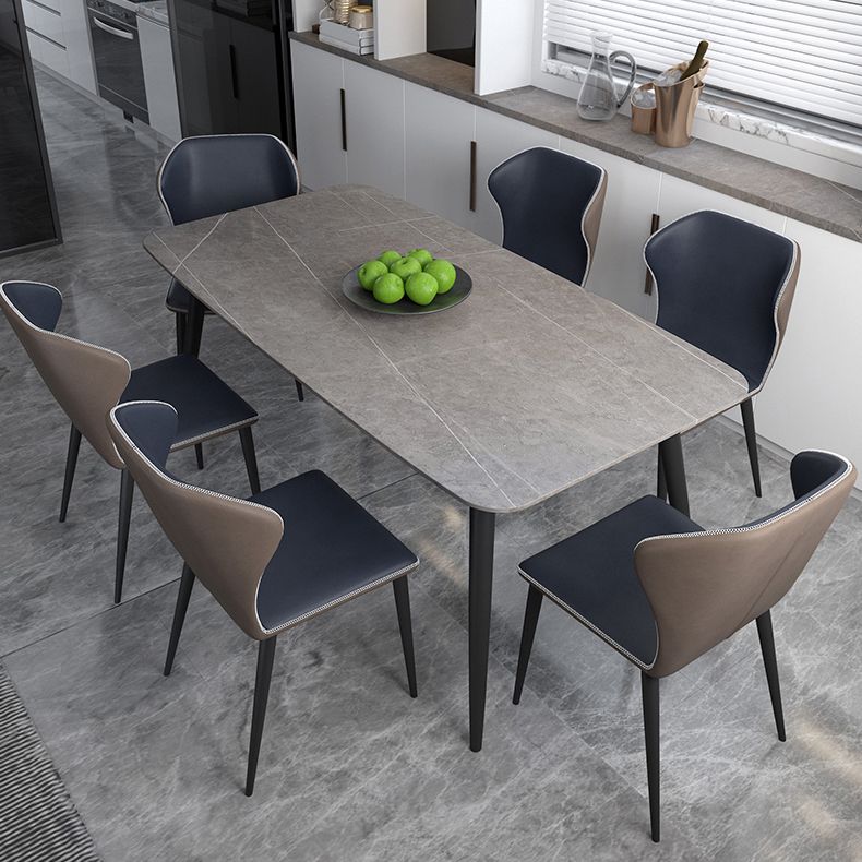 Modern Rectangle Dinette Set 1/2/5/7 Pieces Sintered Stone Top Dining Table Set Clearhalo 'Dining Room Sets' 'Dining Tables & Seating' 'dining_room_set' 'furn' 'furn_dining_room_set' 'Furniture' 'furniture_dining_room_set' 'Kitchen & Dining Furniture' 1200x1200_3d69a64c-f605-4758-a122-4e4fea08fa5e
