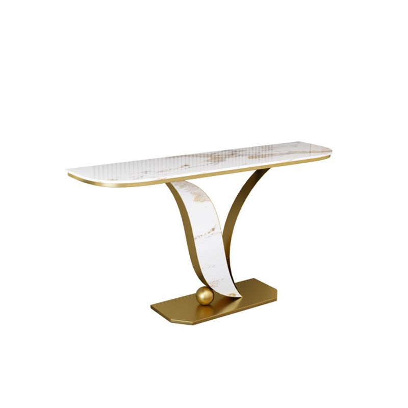 Glam Metal Half Moon Sofa Console Table Scratch Resistant Pedestal White Console Table Clearhalo 'Console Tables' 'console_tables' 'Entry & Mudroom Furniture' 'furn' 'furn_console_tables' 'Furniture' 1200x1200_3d6b5ea1-d343-4d41-b5ff-9dd851d7e269