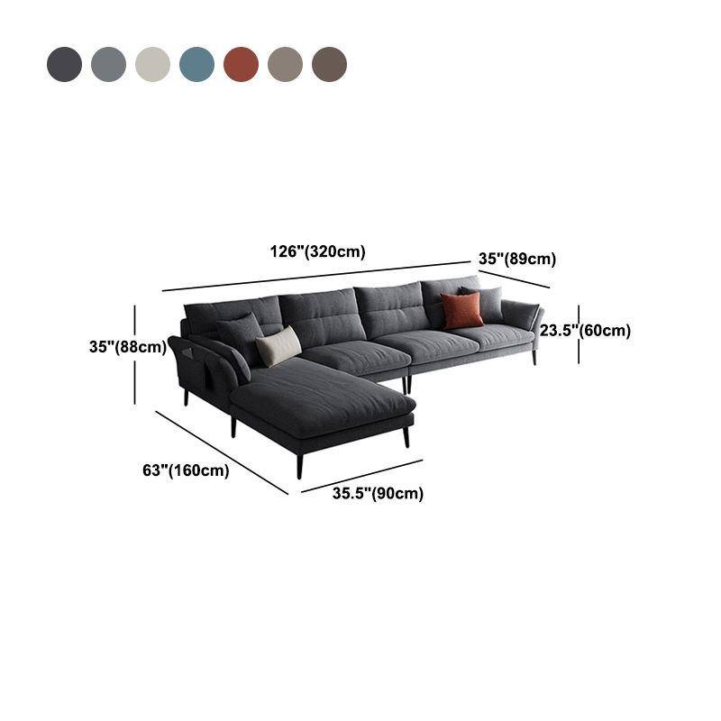 Flared Arm Fabric Sectional with Storage 4-seater Sofa & Chaise Clearhalo 'furn' 'furn_sectionals' 'Furniture' 'Living Room Furniture' 'Sectionals' 1200x1200_3d6c5711-76cf-49a4-886a-aac0fc29e5a0