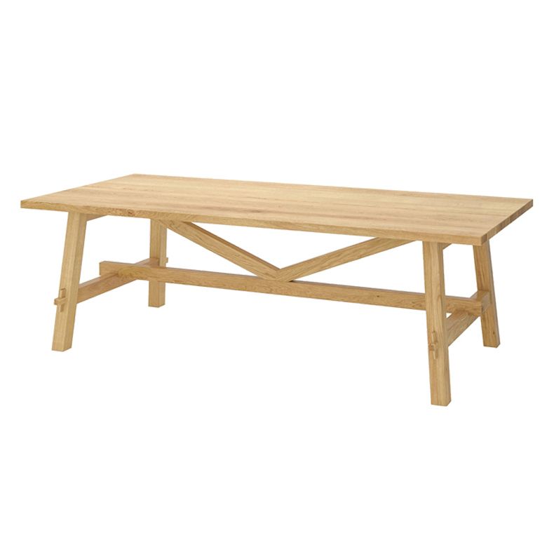 Simple Solid Wood Rectangle Shape Dining Table Khaki Standard Dining Table with Trestle Base Clearhalo ' dining_table' 'Dining Tables & Seating' 'Dining Tables' 'furn' 'furn_dining_table' 'Furniture' 'furniture_dining_table' 'Kitchen & Dining Furniture' 'kitchen&dining_furn' 'kitchen' 'kitchen_dining_table' 1200x1200_3d6caaaa-7be7-4eb5-b677-0fe46b69da21