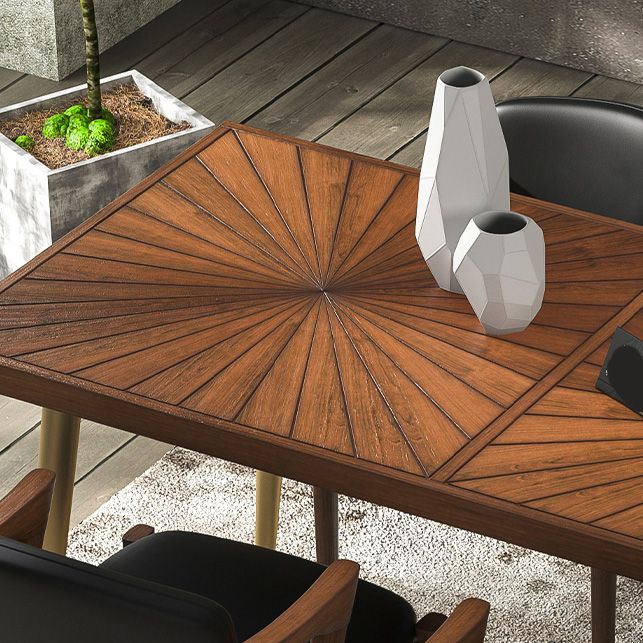 Mesa de comedor rectangular de lujo Mesa de comedor de madera maciza con patas de hierro