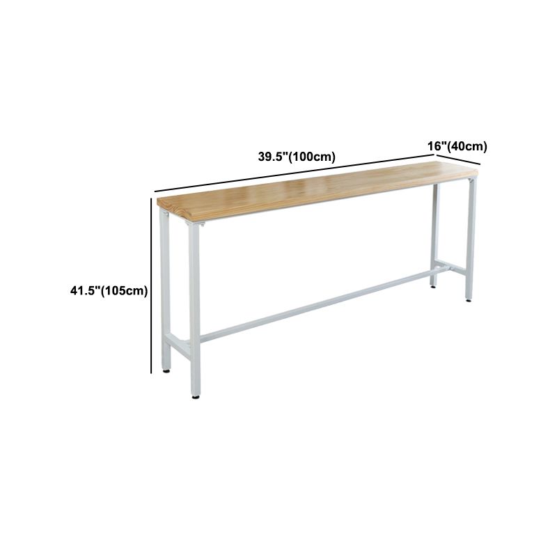 Luxe rechthoek vaste houten staaftafel set 1/4 stukken tegen tafel met zwarte ontlasting