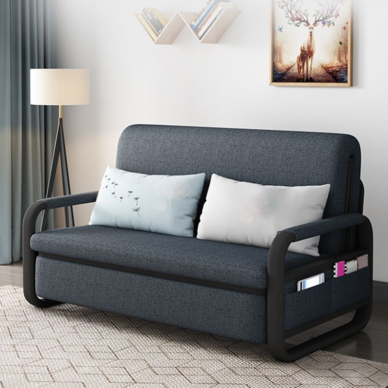 Contemporary Cotton Blend Square Arm Sofa Bed with Storage in Grey Clearhalo 'furn' 'furn_sofas' 'Furniture' 'furniture_sofas' 'Living Room Furniture' 'Sofa' 'sofas' 1200x1200_3d6fab40-0cf5-46f9-9c42-5d1ba686ea90