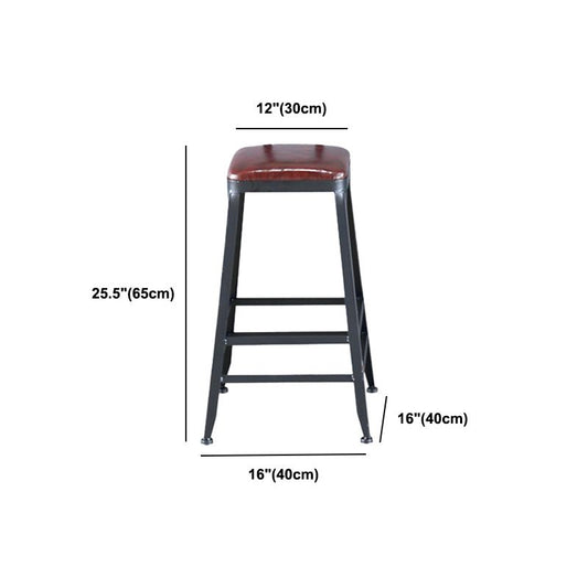 Industrial Armless Counter Stool Iron Cafe Bar Stool with Leather Cushion Clearhalo 'Bar Furniture' 'Bar Stools' 'bar_stools' 'furn' 'furn_bar_stools' 'Furniture' 'furniture_bar_stools' 'Kitchen & Dining Furniture' 1200x1200_3d6fd5c5-de14-42b6-99fb-aef136865960