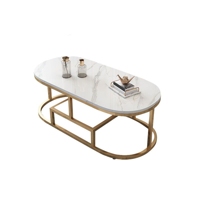 Fram Base Cocktail Table Shelf Included Oval Stone Coffee Table Clearhalo 'Coffee & Accent Tables' 'Coffee Tables' 'coffee_tables' 'furn' 'furn_coffee_tables' 'Furniture' 'Living Room Furniture' 1200x1200_3d701909-2f05-45e3-9395-c04ad77e5745