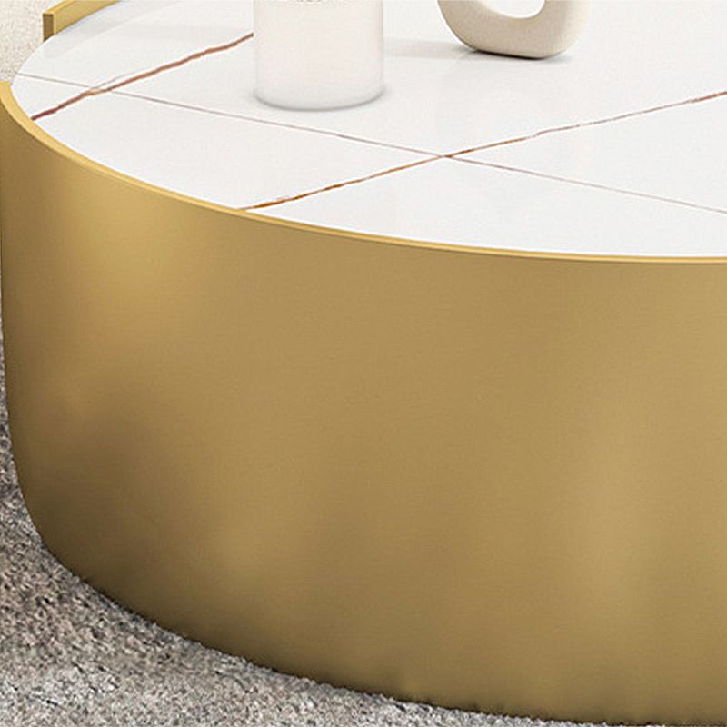 Dia 35.4" Round Cocktail Table Glam Slate Top 1 Single Coffee Table Clearhalo 'Coffee & Accent Tables' 'Coffee Tables' 'coffee_tables' 'furn' 'furn_coffee_tables' 'Furniture' 'Living Room Furniture' 1200x1200_3d704f50-7259-4d4b-bd92-f9e725b2bb25