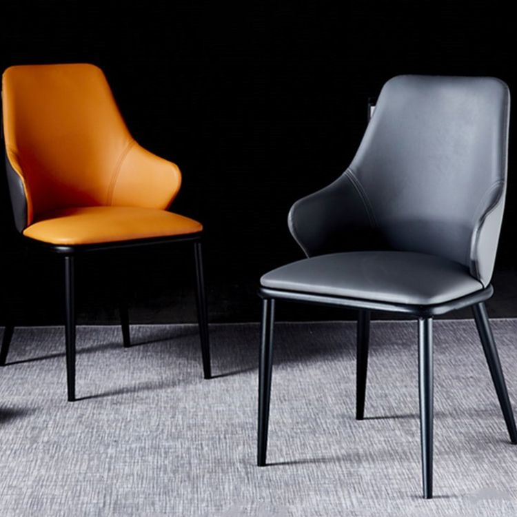 Modern Design Arm Solid Back Dining Chairs Leather Dining Chairs for Home Use Clearhalo ' kitchen&dining_furn' 'Dining Chairs' 'Dining Tables & Seating' 'dining_chair' 'furn' 'furn_dining_chair' 'Furniture' 'furniture_dining_chair' 'Kitchen & Dining Furniture' 'kitchen' 1200x1200_3d733925-6f99-40a5-a927-fcfcf4dcaf39