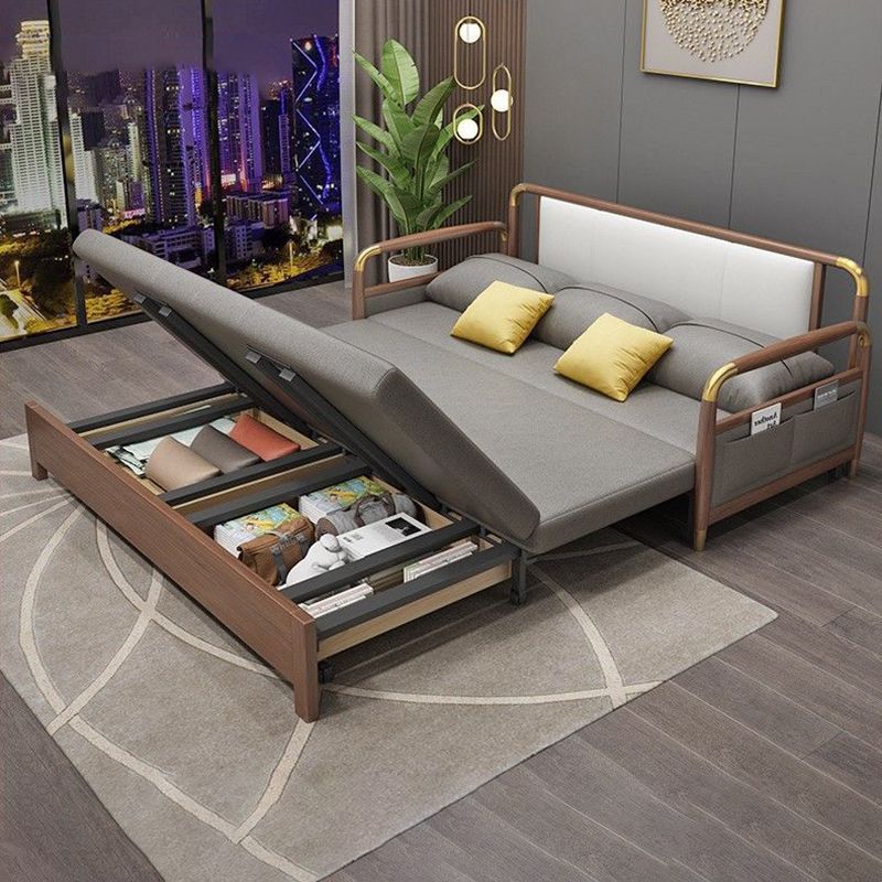 23,6 "H fausse cuir carré bras arme convertible canapé-lit pour le salon