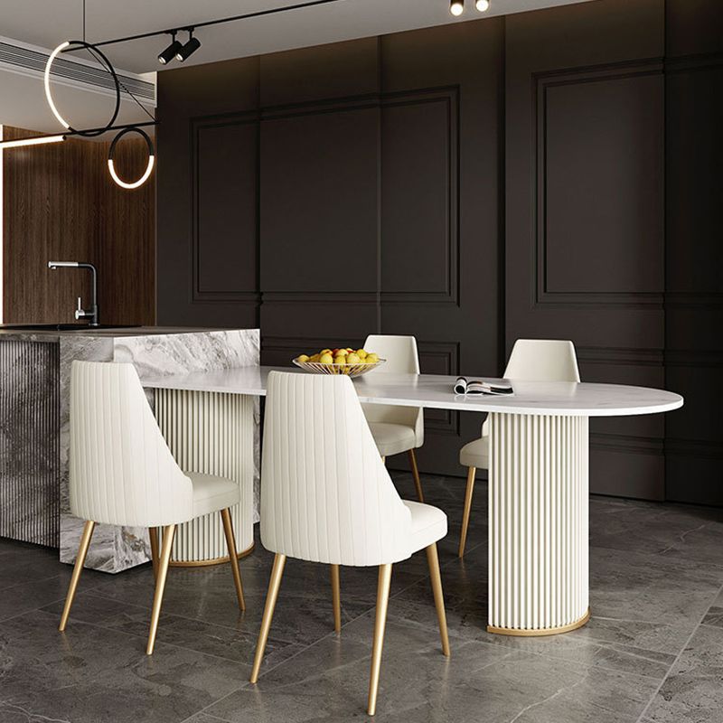Free Form Sintered Stone Table for Restaurant Luxury White Top Table with Double Pedestal Clearhalo 'Dining Tables & Seating' 'Dining Tables' 'dining_table' 'Furniture' 'furniture_dining_table' 'Kitchen & Dining Furniture' 'kitchen' 'kitchen_dining_table' 1200x1200_3d74e69f-8305-4e28-b370-6ac8d89509b6