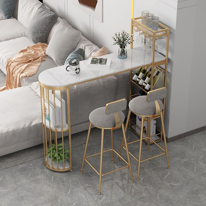 Glam Round Dining Stools Metal Low Back Bar Stools with Footrest Clearhalo 'Bar Furniture' 'Bar Stools' 'bar_stools' 'furn' 'furn_bar_stools' 'Furniture' 'Kitchen & Dining Furniture' 1200x1200_3d75cda1-a693-47ab-8ab4-2885ea206a46