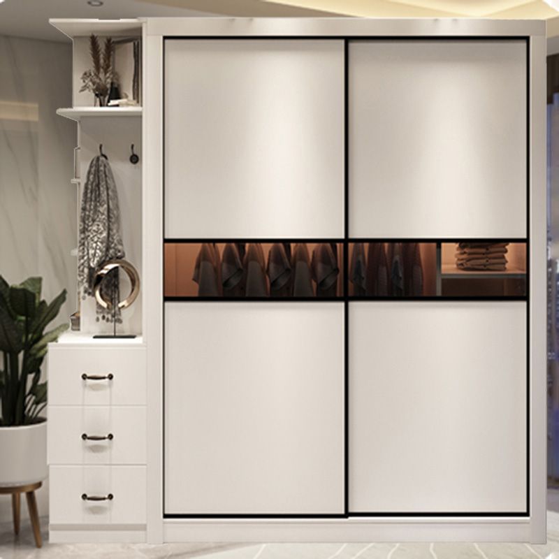 Modern Wooden Wardrobe Closet Bedroom Sliding Doors Storage Armoire