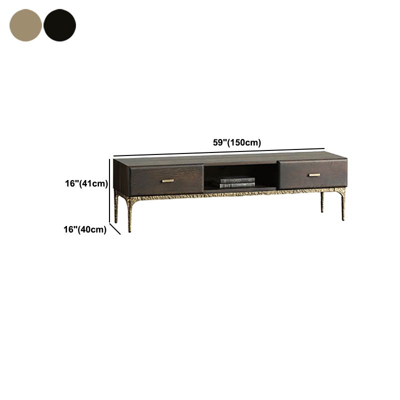 15.75 "W TV Style Industrial Style Brown Wood TV Console avec tiroir