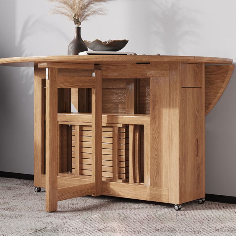 Simplicity Style Round Solid Wood Dining Site Table with Drop-Leaf Clearhalo 'Dining Tables & Seating' 'Dining Tables' 'dining_table' 'furn' 'furn_dining_table' 'Furniture' 'Kitchen & Dining Furniture' 1200x1200_3d787d44-63b4-402f-a9a8-efdd75348c2f