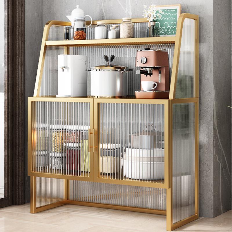 Aparador de metal para la sala de estar servidor de comedor con 2 puertas de vidrio