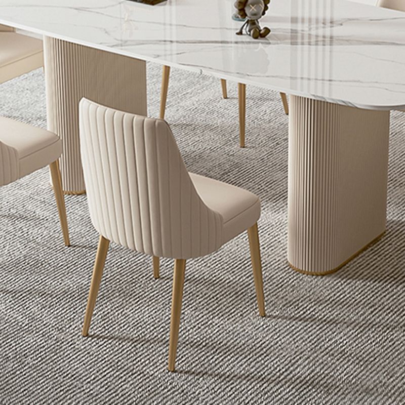 Glam Side Chair Dining Room Gold Legs Dining Armless Parsons Chair Clearhalo 'Dining Chairs' 'Dining Tables & Seating' 'dining_chair' 'furn' 'furn_dining_chair' 'Furniture' 'Kitchen & Dining Furniture' 1200x1200_3d7aad8b-6295-48bc-a583-73e558d999b4