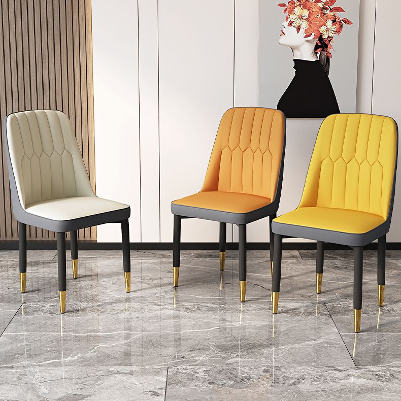 Modern Backrest Armless Cushion Chair with Metal Legs for Dining Room Clearhalo 'Dining Chairs' 'Dining Tables & Seating' 'dining_chair' 'furn' 'furn_dining_chair' 'Furniture' 'Kitchen & Dining Furniture' 1200x1200_3d7d9d02-0076-4691-8f90-cb81f0373d66
