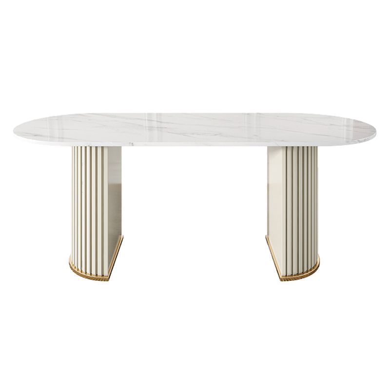 Oval Sintered Stone Top Dining Table Modern Table in White with Double Pedestal Clearhalo ' dining_table' 'Dining Tables & Seating' 'Dining Tables' 'furn' 'furn_dining_table' 'Furniture' 'furniture_dining_table' 'Kitchen & Dining Furniture' 'kitchen&dining_furn' 'kitchen' 'kitchen_dining_table' 1200x1200_3d7e15dd-f559-453d-981d-494447a004b0