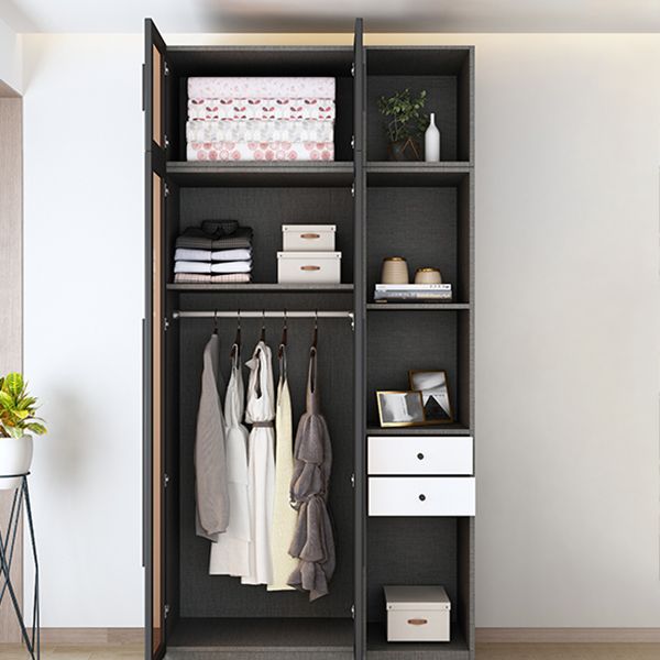Modern Style Wardrobe Grey Colour Glass Wardrobe Closet for Bedroom Clearhalo 'Armoires & Wardrobes' 'armoires_wardrobes' 'Bedroom Furniture' 'furn' 'furn_armoires_wardrobes' 'Furniture' 1200x1200_3d7fa516-a76c-42e5-b5a2-480e333df4a5