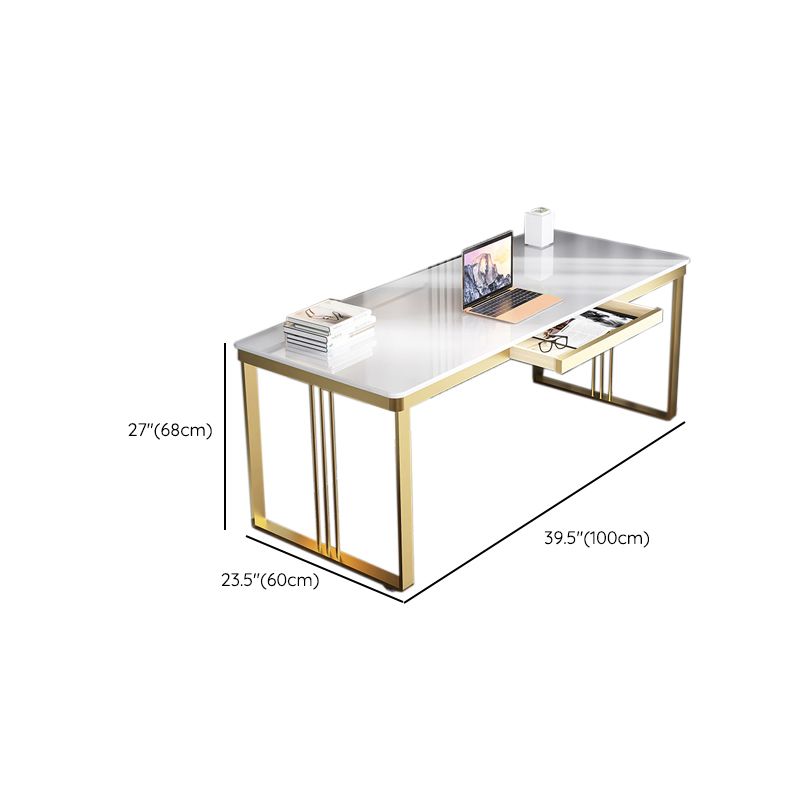Escritorio de escritura de madera de ingeniería de glamour escritorio de dormitorio con patas de metal