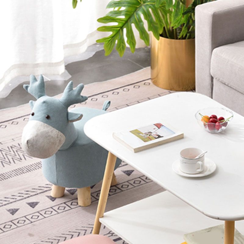 Hedendaags Ottomaanse faux leer massief houten frame gestoffeerd hertenvorm Ottoman