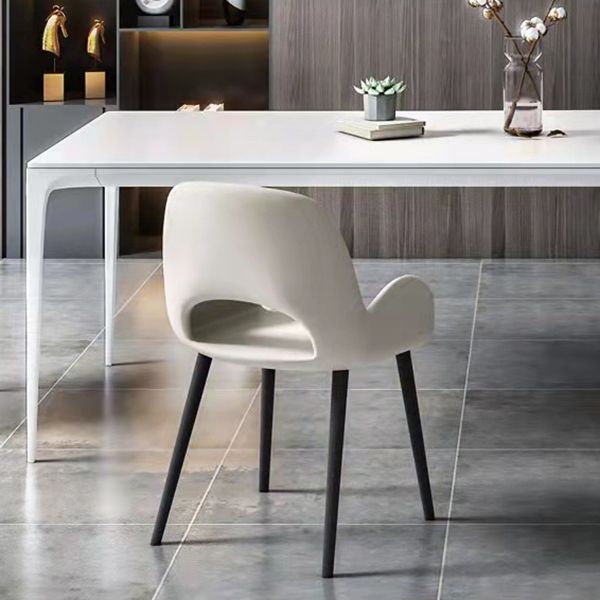 Stone Top Dining Table Contemporary Rectangle Dining Table with 4 Legs in White Clearhalo 'Dining Tables & Seating' 'Dining Tables' 'dining_table' 'Furniture' 'furniture_dining_table' 'Kitchen & Dining Furniture' 'kitchen' 'kitchen_dining_table' 1200x1200_3d858869-7422-4f7c-96af-55a6c3d2c7ee