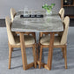 Modern Style Dining Table Sintered Stone Trestle Table with Wooden Base