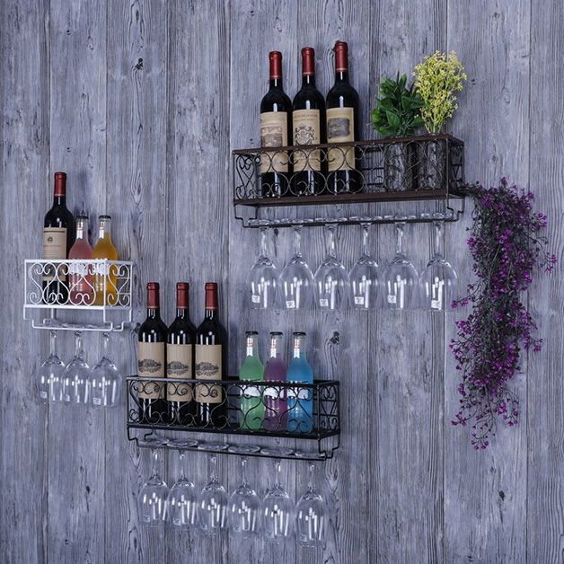 Metal Modern Wine Shelf with Bottle Stemware Holder Wall Mounted Wine Racks Clearhalo 'furn' 'furn_wine_racks' 'Furniture' 'Kitchen & Dining Furniture' 'Wine Racks' 'wine_racks' 1200x1200_3d890e39-ec32-4074-a2ce-375c281b4556