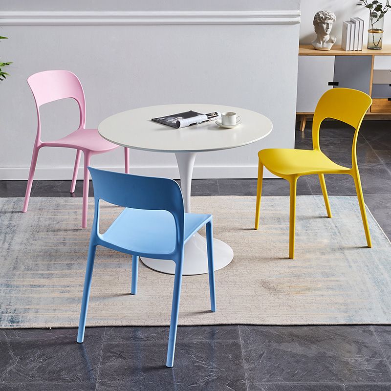 Plastic Stackable Dining Side Chairs Open Back Armless Dining Chair (Set of 4) Clearhalo ' kitchen&dining_furn' 'Dining Chairs' 'Dining Tables & Seating' 'dining_chair' 'furn' 'furn_dining_chair' 'Furniture' 'furniture_dining_chair' 'Kitchen & Dining Furniture' 'kitchen' 1200x1200_3d899c0b-db11-4bfb-96f4-64d58754492a