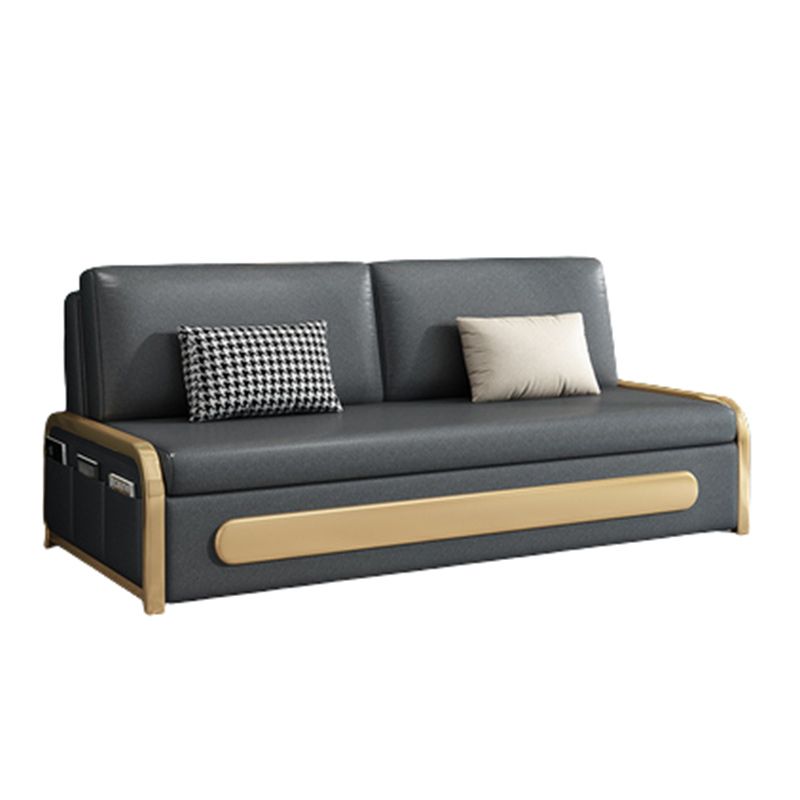 Divano di divano da letto resistente alla pelle moderna senza braccio in grigio in grigio