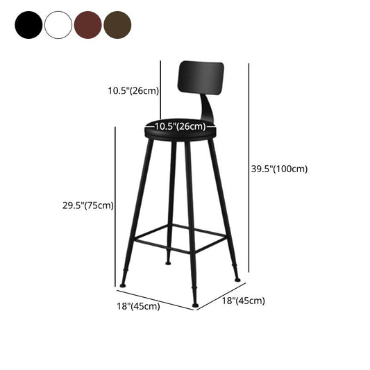 Modern Armless Backrest Counter Stool Iron Study Bar Stool with Leather Cushion and Pedal Clearhalo 'Bar Furniture' 'Bar Stools' 'bar_stools' 'furn' 'furn_bar_stools' 'furniture_bar_stools' 'Kitchen & Dining Furniture' 'kitchen&dining_furn' 'kitchen' 'kitchen_furn' Furniture' 1200x1200_3d8e3133-f6d6-4373-a748-6ddf94474095