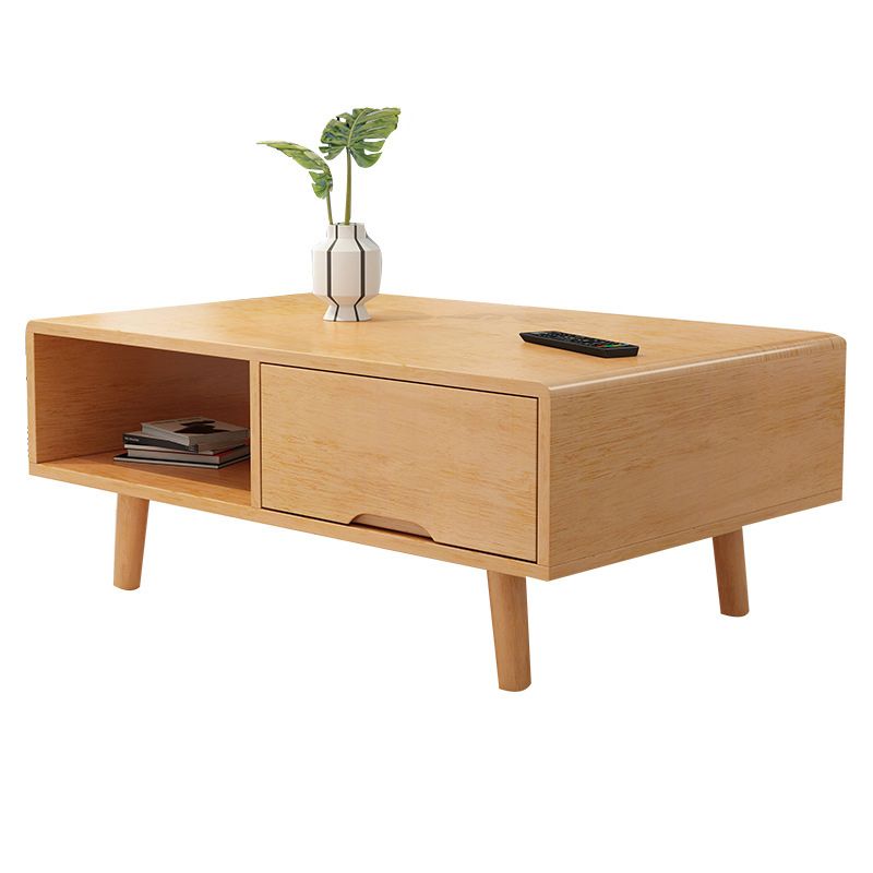 Scandinavian Solid Wood Coffee Table with 4 Legs Coffee Cocktail Table Clearhalo 'Coffee & Accent Tables' 'Coffee Tables' 'coffee_tables' 'furn' 'furn_coffee_tables' 'Furniture' 'Living Room Furniture' 1200x1200_3d8eb6e4-bfc3-45d3-8d6b-88b4423967e9