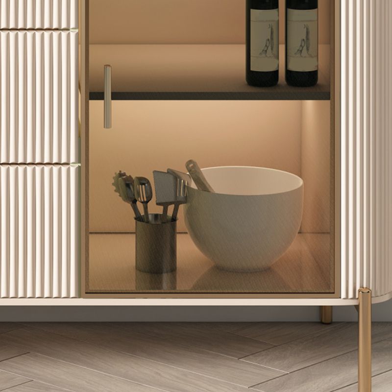 Credenza a 3 tradizioni in pietra sinterizzata glam con porte di vetro per soggiorno