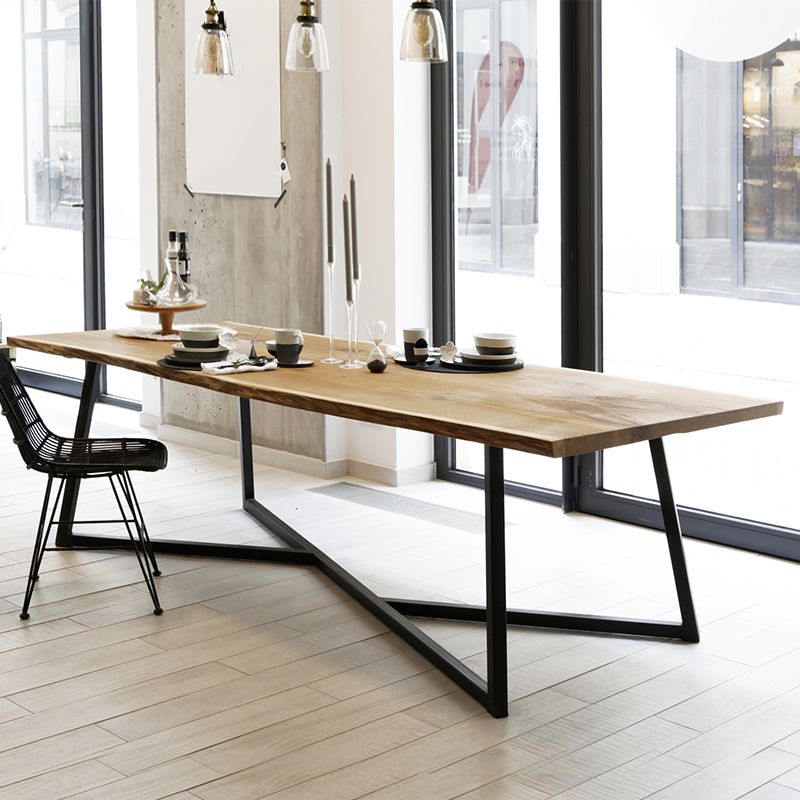 Industrial Solid Wood Khaki Dining Table Rectangle Shape Dining Table with Sled Base Clearhalo ' dining_table' 'Dining Tables & Seating' 'Dining Tables' 'furn' 'furn_dining_table' 'Furniture' 'furniture_dining_table' 'Kitchen & Dining Furniture' 'kitchen&dining_furn' 'kitchen' 'kitchen_dining_table' 1200x1200_3d903e7e-68ed-449c-9e30-6f47a092fa60