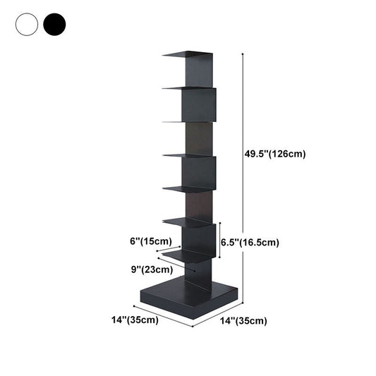 Modern Metal Bookshelf Geometric Vertical Closed Back Bookcase in Burnish